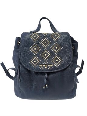 Michael Kors Leather Riley Large Studded Pebbled Backpack